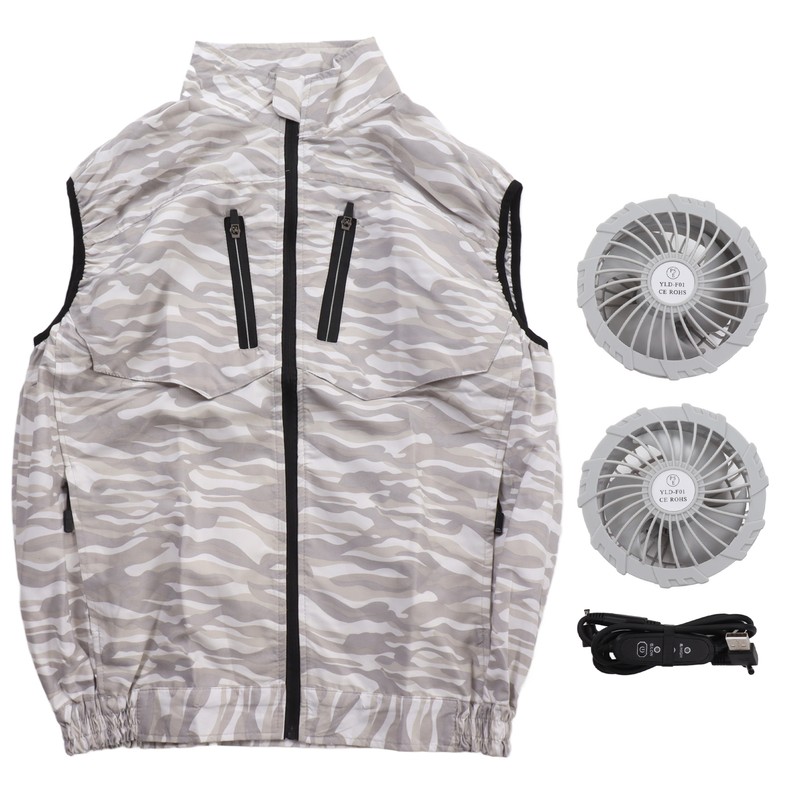 Summer Cooling Fan Vest USB Detachable White Fan Air Conditioning