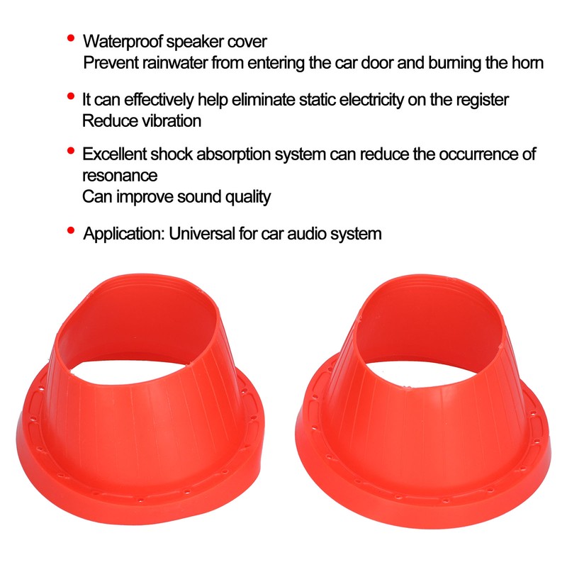 2pcs Car Speaker Waterproof Cover Silica Gel Red Insulation Protective