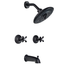 PHASAT 2 Handle Tub Shower Faucet,Bathtub Faucet Set with Tub Spout,Tub and Shower Trim Kit with Rough-in Valve,Matte Black,PU4H09