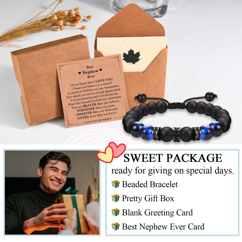 Gifts for Nephew, To My Nephew Bracelet Gifts from Aunt