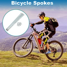 A ABSOPRO 36 Set 14G Bicycle Spokes 287mm Bike Wheel Spokes Galvanized Carbon Steel Silver Tone