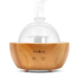 HiiTii Wood Base Ultrasonic Essential Oil Diffuser Air Humidifier, 200 ml Glass Oil Diffuser for Home Office Hotel