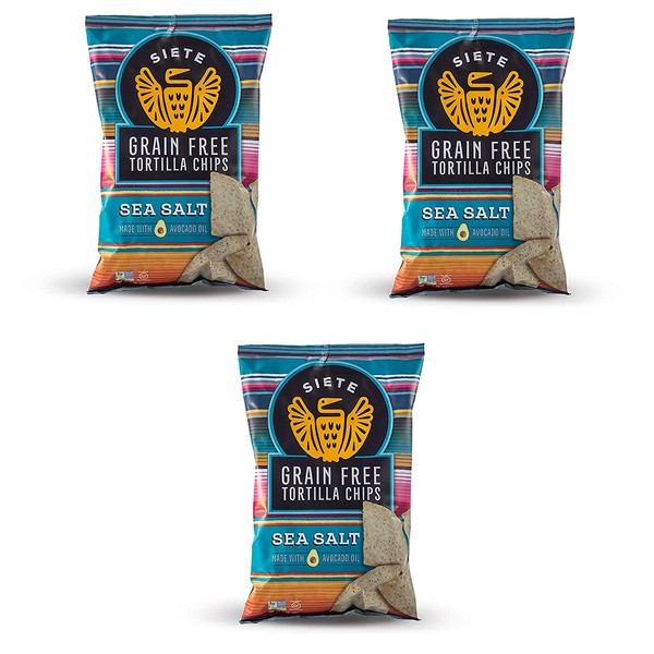 Siete Sea Salt Grain Free Tortilla Chips, 5 oz bags, 3-Pack