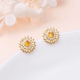 Flower Stud Earrings for Women S925 Sterling Silver Floral Earrings Studs Jewelry Birthday Gift, Sterling Silver, Cubic Zirconia
