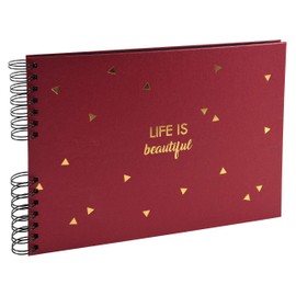 Exacompta Life 16453E Premium Photo Album with 50 Pages, Perfect for Your Photos for DIY Photo Books, Spiral Album, Red