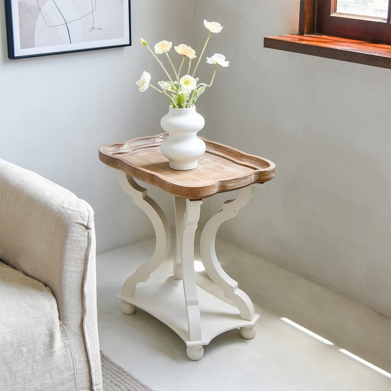 Elesuli Accent Wood Farmhouse End Table Side Tables Nightstand Natural