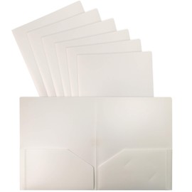 Heavyweight White Plastic 2 Pocket Portfolio Folder, 24 Pack, Letter Size Poly Folders by Better Office Products, 24 Pack, White