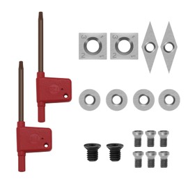 IMOTECHOM 8-Pieces Carbide Cutters Inserts Set with Screws and Hex Key for Wood Lathe Turning Tools (14mm Square, 12mm and 12mm Round, 31x10mm Diamond with sharp point)