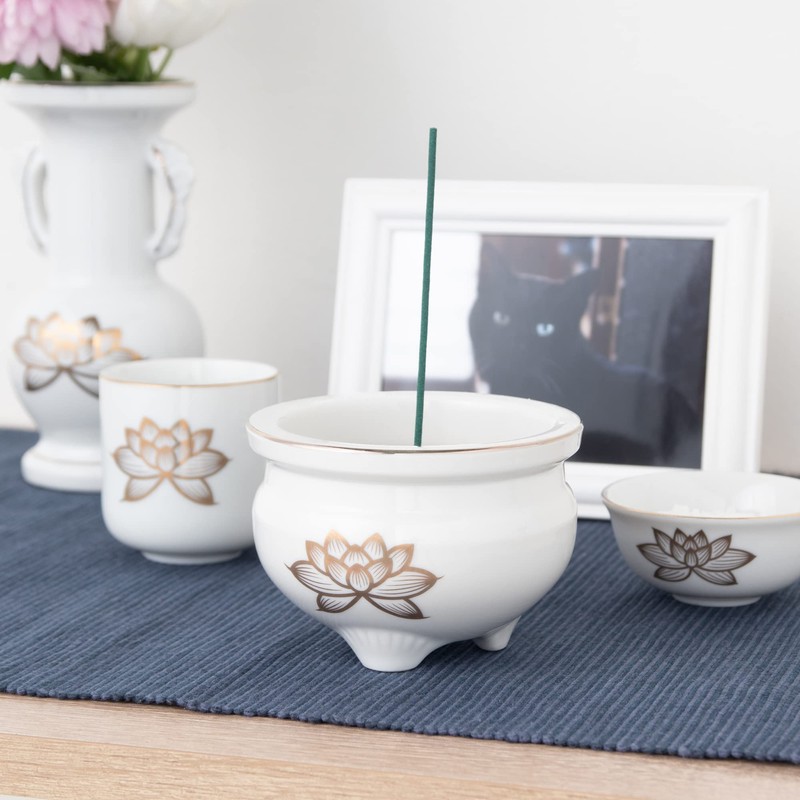 White Gold Lotus Incense Burner