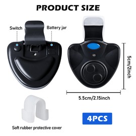 Electronic Bite Alarm, 4 Pieces Fishing Bite Alarm, Sensitive Fishing Bite Alarm with LED Light Indicator, Electronic Bite Alarm Fishing, Electronic Bite Alarm for Outdoor Fishing