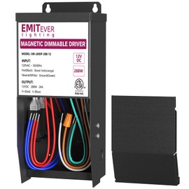EMITEVER Magnetic Dimmable Transformer,12V 288W LED Drvier,ETL Listed Power Supply,Compatible with Lutron and Leviton Dimmers,120VAC to 12VDC for LED Strip Light,Kitchen,Cabinet