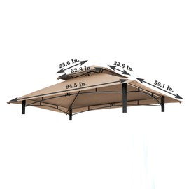 Donext 8 x 5 Grill Gazebo Double Tiered Replacement Canopy Roof, Outdoor Barbecue Gazebo Tent Roof Top, Grill Canopy for Outdoor Grill, Beige