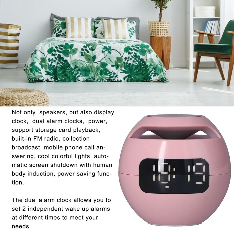 Multifunctional Bluetooth 5.0 Alarm Clock Speaker Rechargeable Ball Shape Portable