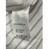 Harshman Gruner Off-Shoulder Puff-Sleeve Linen Striped Blouse White Lavender 2