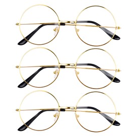 JNAWA 3Pcs Christmas Santa Glasses Round Father Christmas Vintage Spectacles for Adults Christmas Fancy Dress