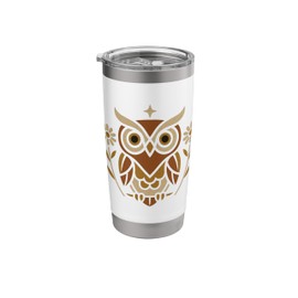 Geometric Owl with Floral Accents Nature Design Stainless Steel Insulated Tumbler