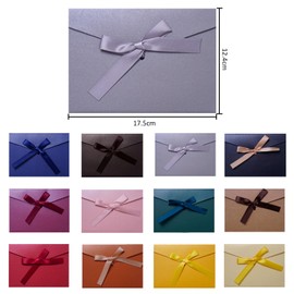 GZYYANG Pack of 12 Colourful Envelopes with Ribbon, Colourful Envelopes Retro Kraft Paper for Party Gift Cards, Christmas, Wedding, 17.5 x 12.4 cm