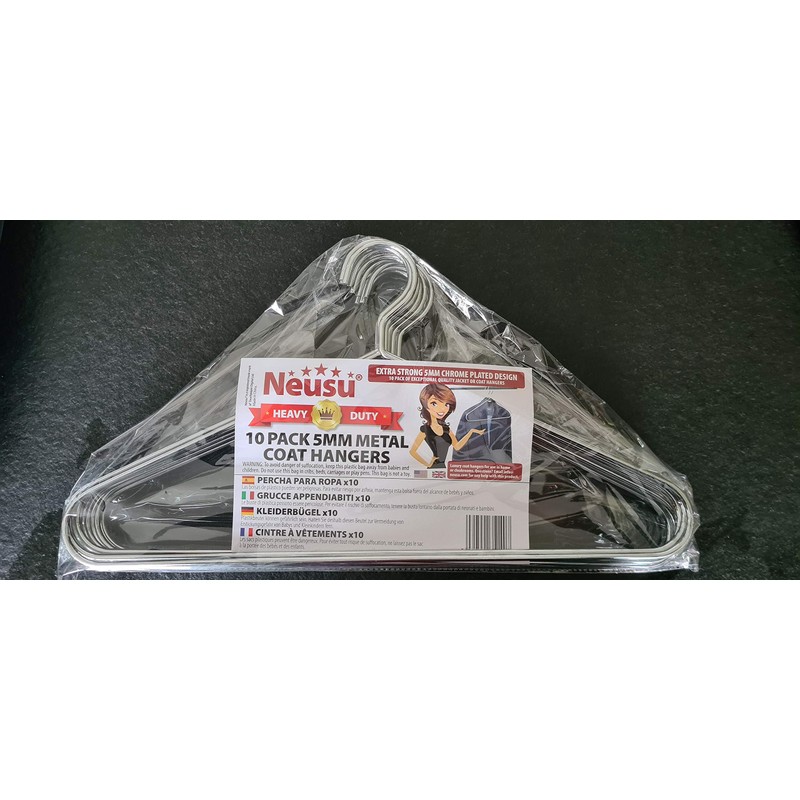 Neusu Heavy Duty Hangers - 5mm Solid Metal, Hold Over