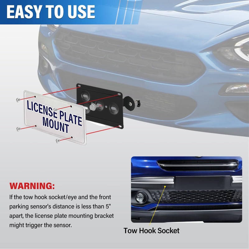 Heavy Duty Front License Plate Frame Compatible with 2013-2019 Fiat