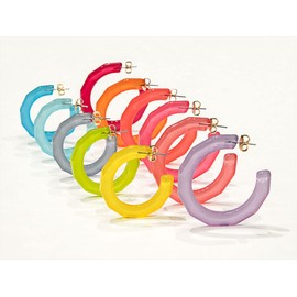 ZENZII Colorful Resin Acrylic Textured Flat Hoop Earring for Women Girls, Resin, No Gemstone