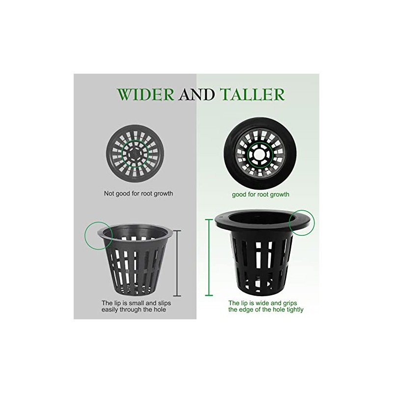 100 Pack 2" Heavy Duty Net Pots for Hydroponics &