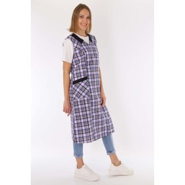 Zip Gown Zip Women's Smock – Smock Apron Without Sleeves – Cooking Apron – Household Apron – Coat for Women, Checked – Cotton/Polyester, Design 3