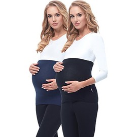 Be Mammy Maternity Belly Band 169 2 Pack (Black/Dark Blue, 40/42)