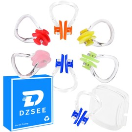 DZSEE Swimming Nose Clip Adult 6 Pcs, Swimming Nose Clip, Swimming Nose Clip Kids, Nose Clips for Swimming with Protective Sleeve, Nose Peg with Box for Children and Adults, Beginners