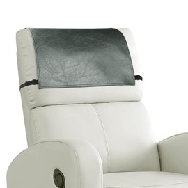 NZDWZDN Headrest Cover for Recliner Chair Recliner Headrest Protector Faux Leather Headrest Cover with Elastic Straps Couch Headrest Covers for Furniture Sofa Chair Protector W17 x L27In(Grey Green)