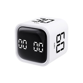 Cube Timer Gravity Sensor Timer Exercise Timer Vibration and Mute Modes Custom Timing 5/10/30/60min for Work, Study,Kitchen Cooking(White)