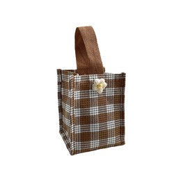 Clapoyis Tote Bag, Stylish, Convenient Handbag, Checkered Pattern, Canvas, Braun