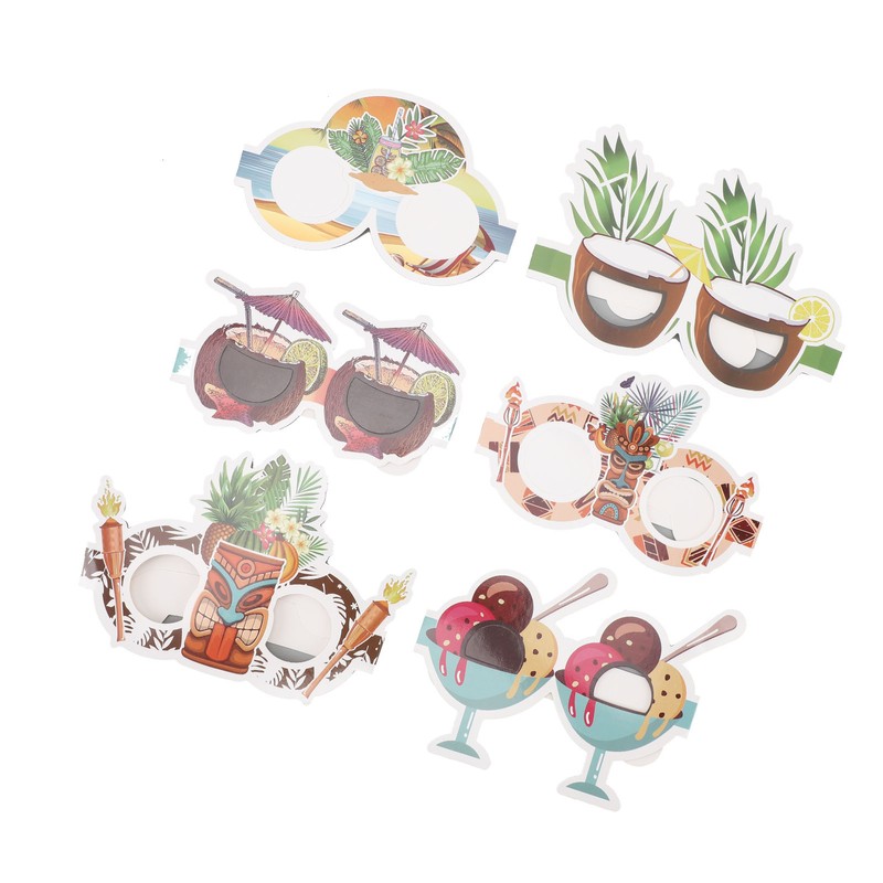18pcs Paper Eyeglasses 6 Styles Funny Hawaiian Paper Sunglasses for