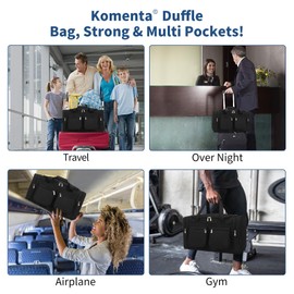 Komenta Duffle Bag for Weekender Travel - 20 inch Sport Duffel Bag for Gym Traveling (Black)