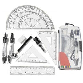 10 Pcs Drafting Compass Set,Fashion Stationery Math Set,Kids Protractor School Supplies Geometry Sets, Ruler Set For Drafting And Drawing,for Student Maths Learning and Home Schooling Drafting