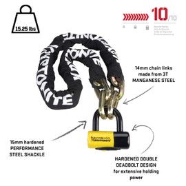 Kryptonite New York FAHGETTABOUDIT 1415 14mm Chain & New York Lock 15mm Disc Lock , Black