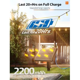 KYY 54FT Solar String Lights Outdoor Waterproof with USB Charging & Remote, Dimmable & Timable, Solar Powered Patio Lights with LED Shatterproof Bulbs for Deck Backyard Porch Garden Camping