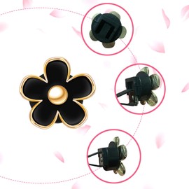 4PCS Daisy Flower Air Vent Clip Air Conditioning Outlet Clip Car Air Freshener Clip Car Interior Decor Charm Colorful Car Interior Accessories for Girls Women (Black)