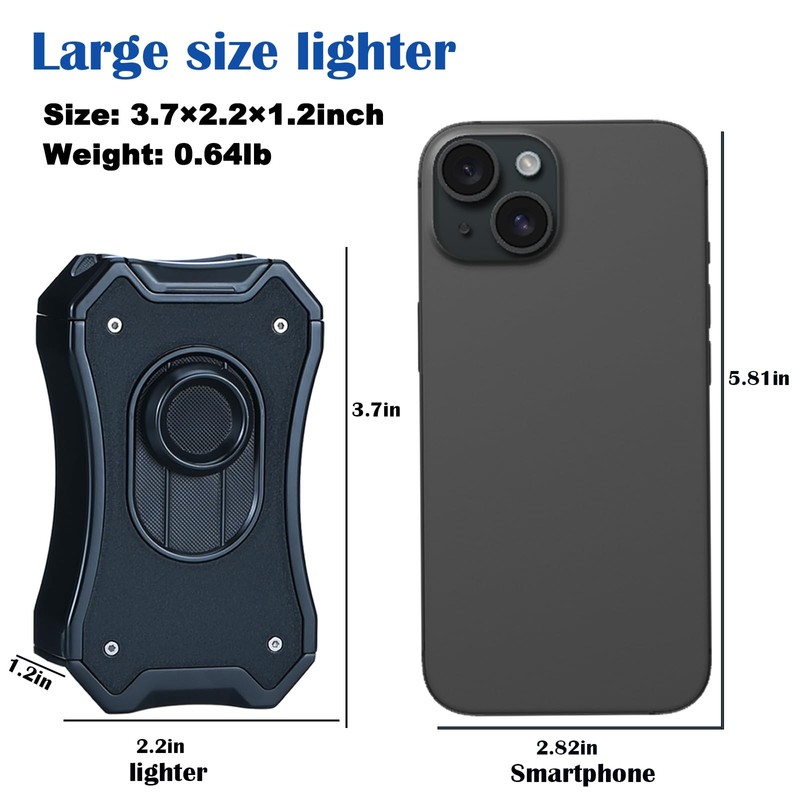 Reetsing Large Lighter,Premium Windproof Dual Torch Jet Flame Lighter with