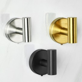 CHIKESI Towel Hooks for Bathroom,SUS 304 Stainless Steel Heavy Duty Hooks,Shower Hook,Wall Mount Towel Holder,Wall Robe Hook,Bedroom,Hotel,Pool,Coats,Drill Hole,Round (Black-4 Pack)