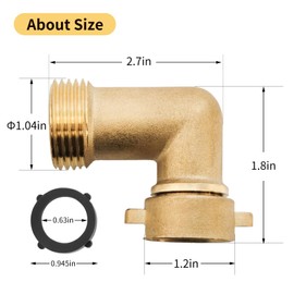ADEQUAS 90 Degree Brass Hose Elbow Connector (2 Pack) - 3/4" Water Hose Adapter, Anti-Leak Garden Hose Fitting for RV, Outdoor Faucets, Camping & Tight Spaces