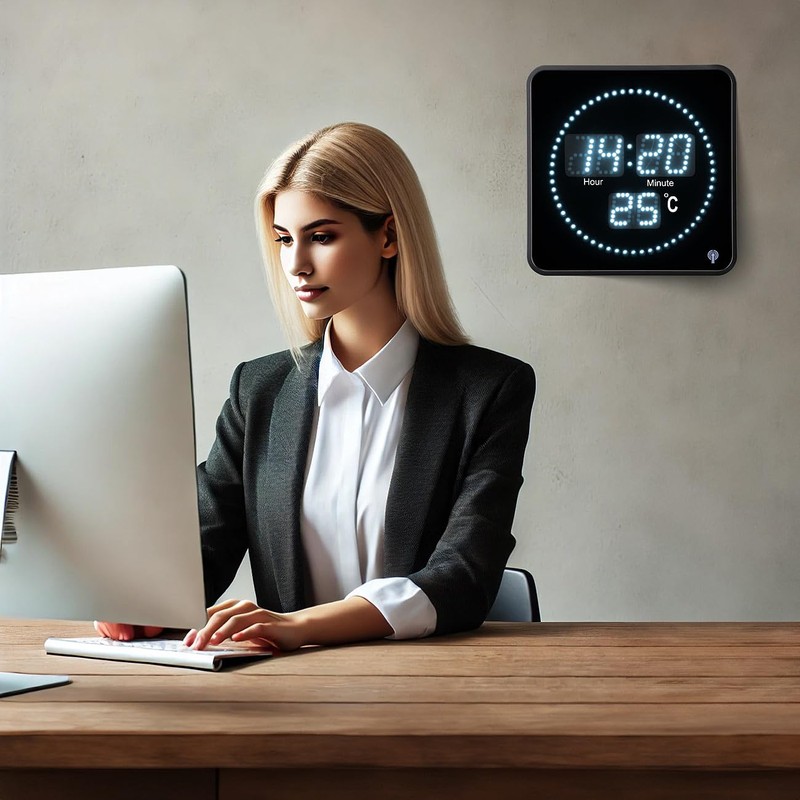 Lunartec LED Clock Wireless Wall Clock: Flat LED Wireless Table