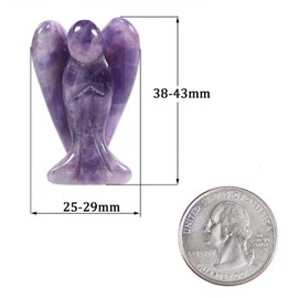 KYEYGWO Amethyst Carved Gemstone Angel Figures, Healing Crystal Guardian Angel Stone Talisman Pocket Angel Statues Peace Angel Sculpture Fengshui Ornament for Decoration Lucky Charm, 3.8 cm