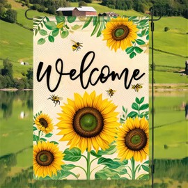 BlissYard Welcome Garden Flag 12x18 Double Sided Small Flags with Sunflower Bees for Spring Summer Garden Flags Outside Outdoor Holiday Seasonal Decor Yard Flags Yard Patio Lawn Decoration