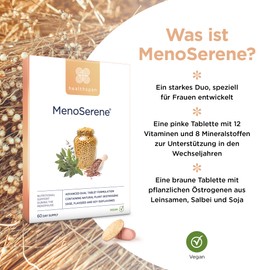 Healthspan MenoSerene | Menopausal Support | Women's Health | Immune System, Skin, Vision & Bone | Vitamin B6 | Natural Plant Estrogens | Vegetarian | 120 Tablets