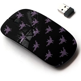 2.4G Wireless Mouse with Cute Pattern Design for All Laptops and Desktops with Nano Receiver - Bats Black