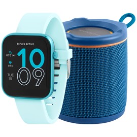 Reflex Active Series 12 Bright Blue Strap Smart Watch Chill Bluetooth Speaker Bundle Gift Set