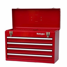 Workington Portable Metal Tool Chest with 4 Drawers, 20" 4-Drawer Tool Chest Cabinet with Ball Bearing Drawer Slides, Steel Tool Storage Box Organizer 4004 Red