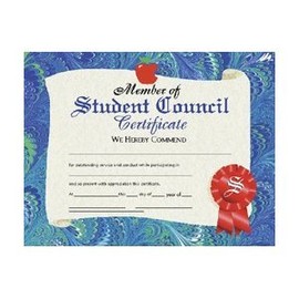 Hayes Member of Student Council Certificate, 8.5" x 11", Pack of 30