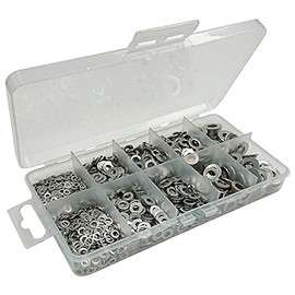 Bulk Hardware BH06562 Assortment of Navy Class AISI 316 Stainless Steel Flat Washers 10 Compartment Carry Case.