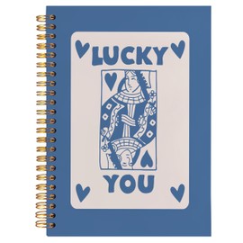 BearCake Funky Retro Y2K Blue Preppy Notebook, Lucky You Poker Preppy Journal, Blue Aesthetic Notebooks, Blue Office Supplies, Blue Desk Accessories, Hardcover Spiral Notebook 5.5x8.3